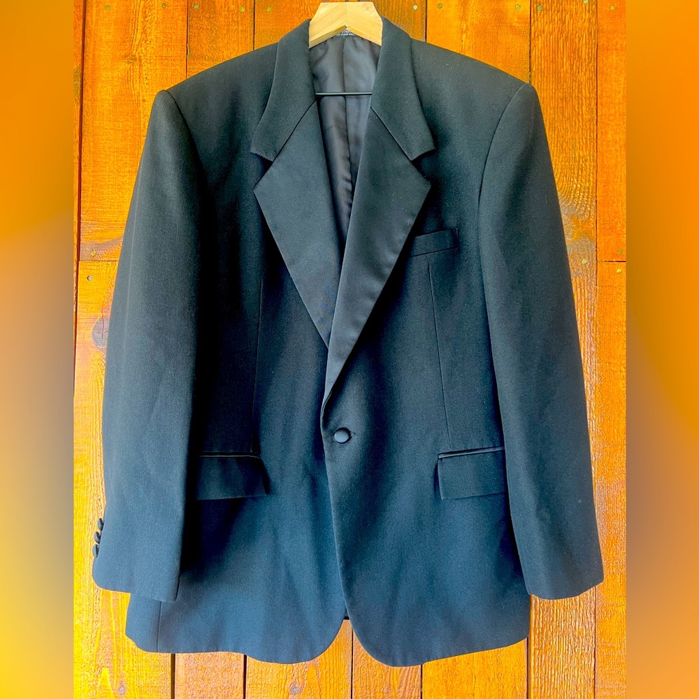 Raffinati Tuxedo Black Jacket Blazer Mens 40R 1 Button Vintage Suit Coat